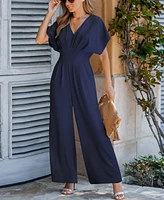 Cupshe Women's V-Neck Short Sleeve Straight Leg Jumpsuit