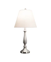 Lavish Home 25.5" Brushed Steel Table Lamp Set