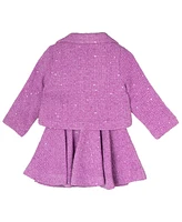 Sparkle & Shine Little Girls Sequin Tweed Skirt Dress with Jacket, 2-Piece Set