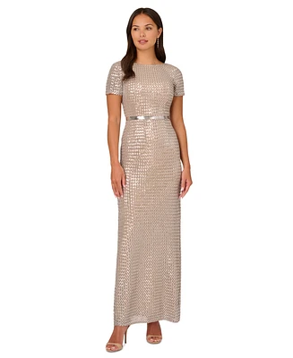 Adrianna Papell Petite Sequinned Column Evening Gown