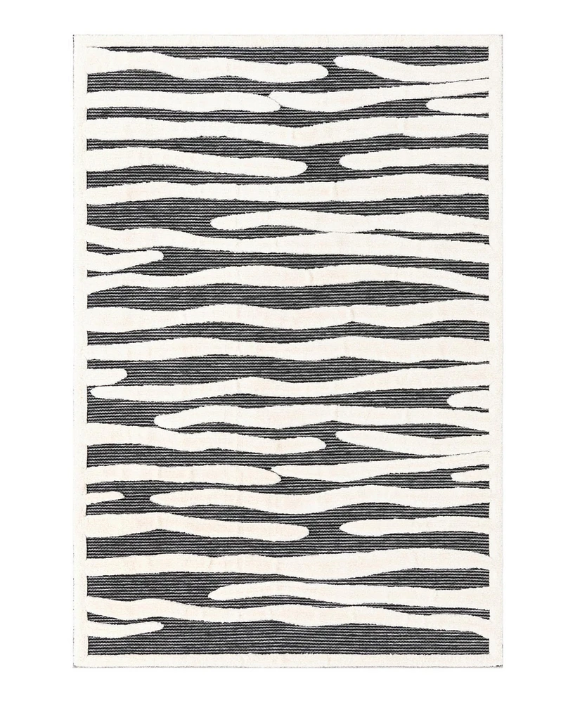 Bayshore Home Textured Tones Lines 6'1"x9' Area Rug