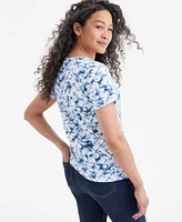 Style & Co Women's Printed Scoop-Neck Short-Sleeve Top, Exclusively at Macy's