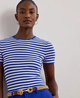 Lauren Ralph Lauren Women's Striped Stretch Cotton Crewneck Tee