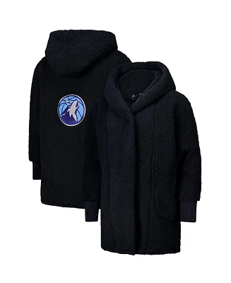 Jill Martin Men's and Women's The Best Lounger World Navy Minnesota Timberwolves Oversized Open-Front Hoodie Sweater