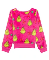 The Grinch Toddler and Little Girls Bright Star Long Sleeve Plush Pullover Sweatshirt