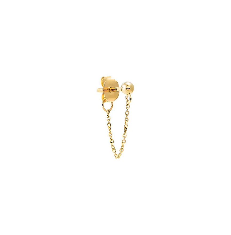 Front Back Chain Stud Earring 14K