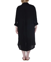 Raviya Plus Button-Down Midi Cover-Up Dress