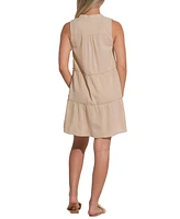 Elan Women's V-Neck Sleevelsss Tiered A-Line Dress