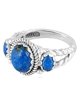 American West Jewelry Sterling Silver Denim Lapis 3-Stone Ring