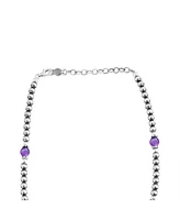 American West Jewelry Sterling Silver and Amethyst Bead Necklace, 17 to 20 Inches