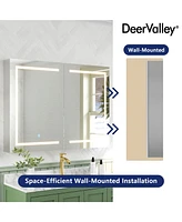 DeerValley 48'' W x 32'' H Led Lights Wall Mounted Medicine Cabinets With Mirrors And 2 Adjustable Shelves