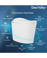 DeerValley Smart Bidet Elongated Toilet, Foot Kick Flush, Heated Seat, Instant Warm Water Wash, Advanced
