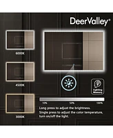 DeerValley Led Bathroom Mirror with Lights,Smart Dimmable Vanity Mirrors for Wall,Anti-Fog Makeup Mirror