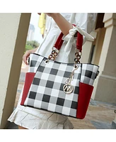 Mkf Collection Mariely Checker Tote Bag & Wallet Set by Mia K.