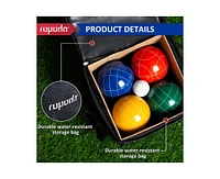 ropoda 90mm Bocce Ball Set with 8 Balls, Pallino, Case and Measuring Rope for Backyard, Lawn, Beach & More