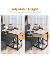 Gouun Adjustable C-Shaped Bedside Table with Wheels