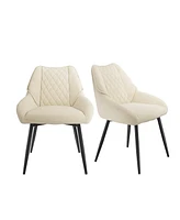 Boyel Living Fabric Diamond Shaped Soft Dining Chair with Metal Legs(Set of 2)