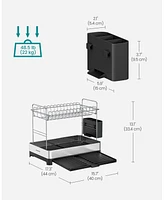 Slickblue Expandable Dish Drying Rack – Stainless Steel with Utensil Holder, Rustproof for Dishes, Knives, Spoons, Forks