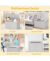Gouun Safety Hinge Wooden Chest Organizer Toy Storage Box