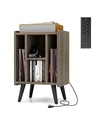 Gouun Vinyl Record Storage Turntable Stand with 4 Open Shelves