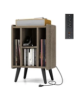 Gouun Vinyl Record Storage Turntable Stand with 4 Open Shelves