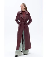 Nocturne Women's Faux Leather Trench Coat