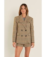 English Factory Women's Glen Check Bow Jacket