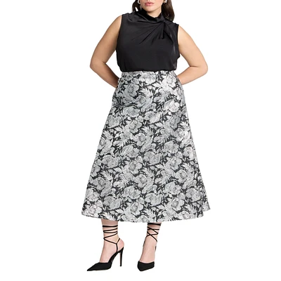 Eloquii Women's Plus Brocade Full Skirt