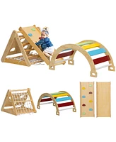 Qaba 7 in 1 Pikler Triangle Set with Ramp, Arch Ladder for 18-48 Months