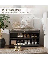 Mega Casa Shoe Bench with Storage,Shoe Rack for Entryway,Metal Seating, Organizer Cabinet, Metal Storage f