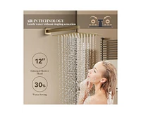 Casainc 12 Inch Luxury Thermostatic Complete Shower System with Rough-in Valve