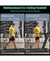 Gymax 2 1 Folding Treadmill 4.75HP Running Machine w/ App & Remote Control
