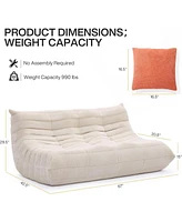 Tribesigns Modern Lazy Floor Sofa with 3 Pillows for Living Room Bedroom, Beige High-Density Foam Giant Bean Bag Couch, Armless 3-Seater Comfy Accent