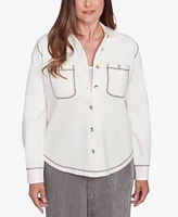 Alfred Dunner Women's Copenhagen Button Up Shirt Jacket