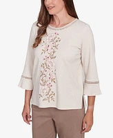 Alfred Dunner Women's Telluride Center Embroidered Floral Top