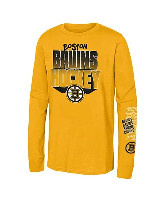 Outerstuff Big Boys and Girls Gold Boston Bruins Standout Long Sleeve T-Shirt