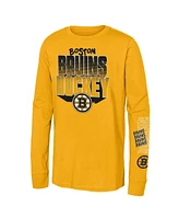 Outerstuff Big Boys and Girls Gold Boston Bruins Standout Long Sleeve T-Shirt