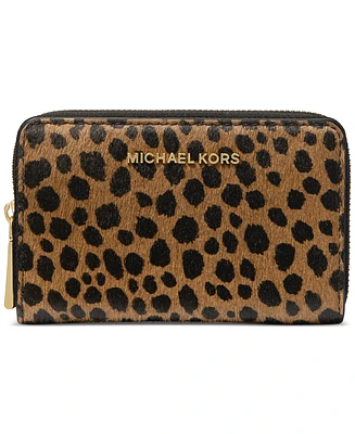 Michael Michael Kors Jet Set Mini Zip Around Calf Hair Card Case