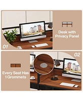 Tribesigns 94.48" Two-Person Office Desk with Privacy Panel, Long Computer Office Double Desk for 2 People