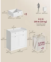 Slickblue Freestanding Bathroom Laundry Cabinet with 2 Drawers & Tilt-Out Hampers with Handles