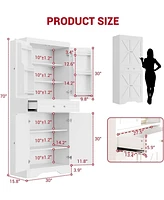 gaomon 70'' Kitchen Pantry Cabinet, Farmhouse Storage Cabinet with Barn Doors, Drawer & Adjustable Shelves, Freestanding Cupboard for Kitchen, Living