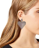 Guess Crystal Rhinestone Heart Chandelier Drop Earrings