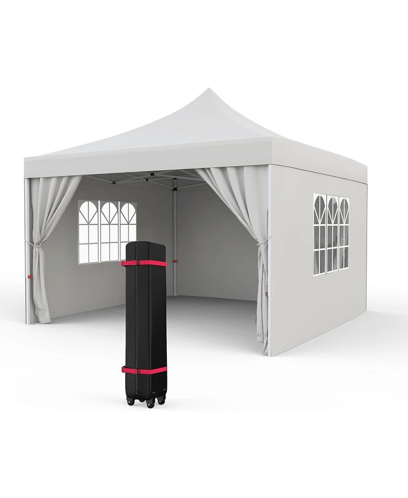 gaomon 10x10FT Patio Pop Up Canopy Tent, Canopy Tent with 4 Sidewalls, Commercial Instant Canopies with Wheeled Bag, 4 Sandbags, One Push Tent for Out