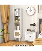 Gouun 4 Tiers Rattan Storage Cabinet with Slim Design