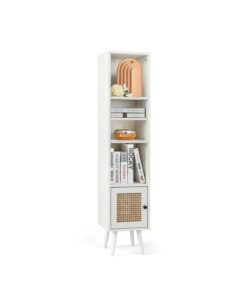 Gouun 4 Tiers Rattan Storage Cabinet with Slim Design