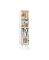 Gouun 4 Tiers Rattan Storage Cabinet with Slim Design