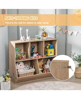 Gouun 5-Cube Wooden Kids Toy Storage Organizer with Anti-Tipping Kits