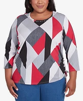 Alfred Dunner Plus Stained Glass Print Crew Neck Top