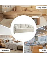 Hulala Home Zacharias Modern 85" Slipcovered Sofa with Square Flange Arm