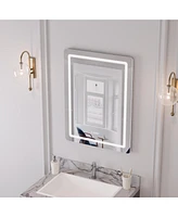 DeerValley 24'' W x 32'' H Anti-Fog Led Bathroom Mirror With Smart Dimmable And Time Mode Control Wall Mounted Vanity Mirror